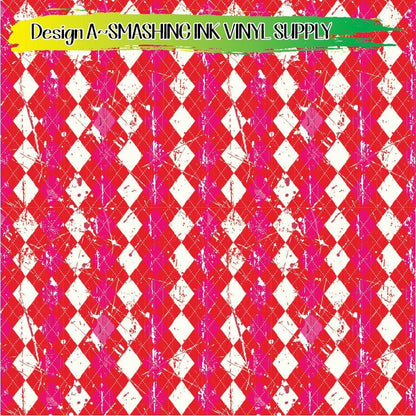 Valentines Pink Plaid ★ Pattern Vinyl | Faux Leather | Sublimation (TAT 3 BUS DAYS)