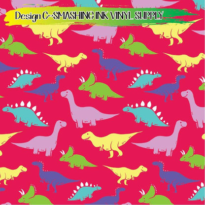 Dinosaur Printed ★ Pattern Vinyl | Faux Leather | Sublimation (TAT 3 BUS DAYS)