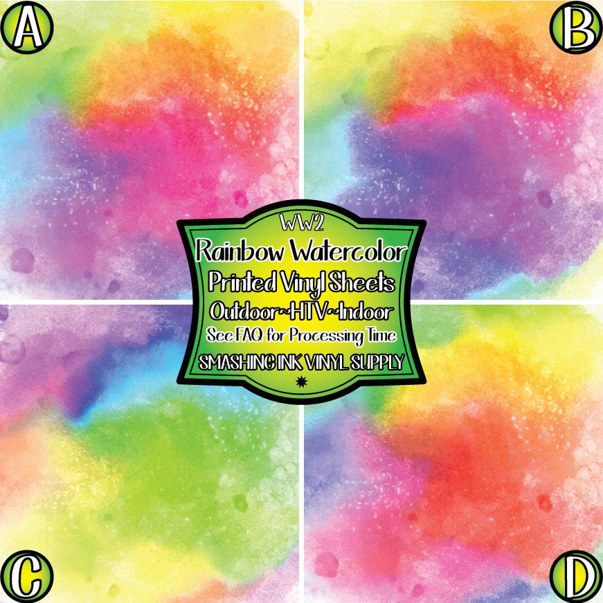 Watercolor Rainbow ★ Pattern Vinyl | Faux Leather | Sublimation (TAT 3 BUS DAYS)