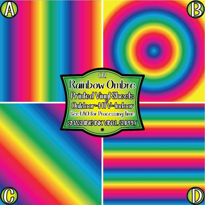 Rainbow Ombre  Print ★ Pattern Vinyl | Faux Leather | Sublimation (TAT 3 BUS DAYS)