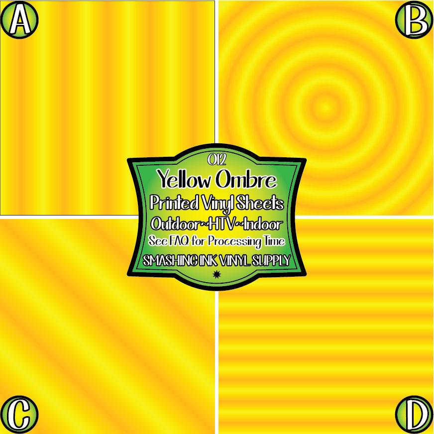 Yellow Ombre  Print ★ Pattern Vinyl | Faux Leather | Sublimation (TAT 3 BUS DAYS)