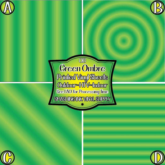 Green Ombre  Print ★ Pattern Vinyl | Faux Leather | Sublimation (TAT 3 BUS DAYS)