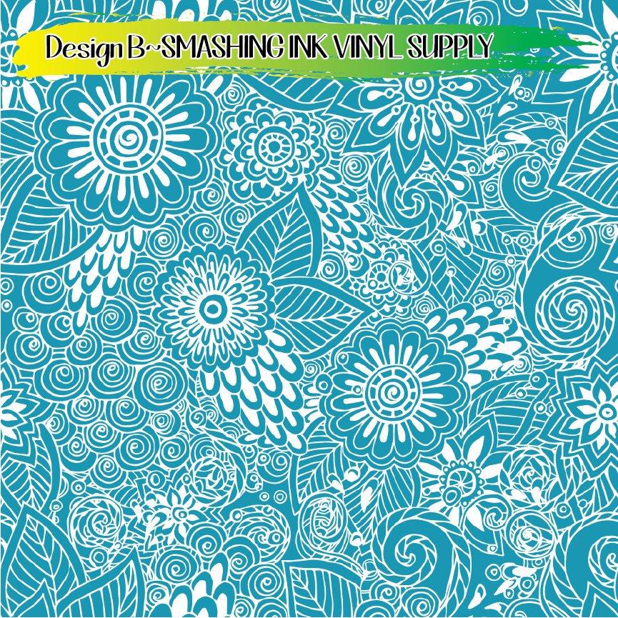 Floral Drawing Pattern ★ Pattern Vinyl | Faux Leather | Sublimation (TAT 3 BUS DAYS)
