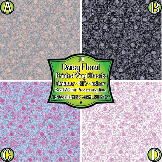 Hand Drawn Daisy ★ Printed Vinyl Sheets | Faux Leather | Laser Safe