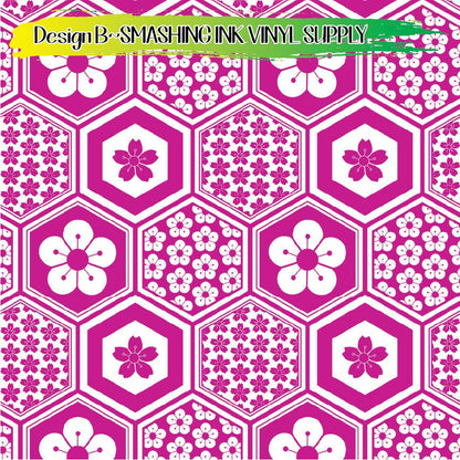 Hexagon Flowers ★ Pattern Vinyl | Faux Leather | Sublimation (TAT 3 BUS DAYS)