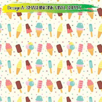 Ice Cream Printed ★ Pattern Vinyl | Faux Leather | Sublimation (TAT 3 BUS DAYS)