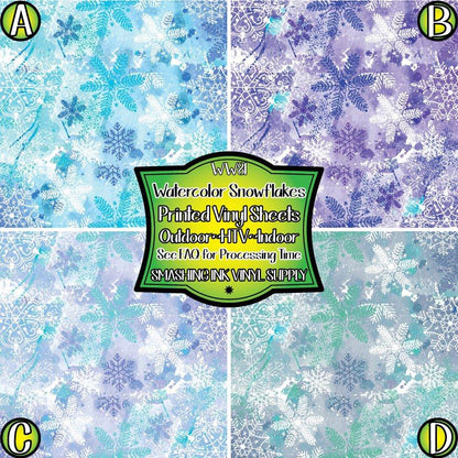 Watercolor Snowflake ★ Pattern Vinyl | Faux Leather | Sublimation (TAT 3 BUS DAYS)