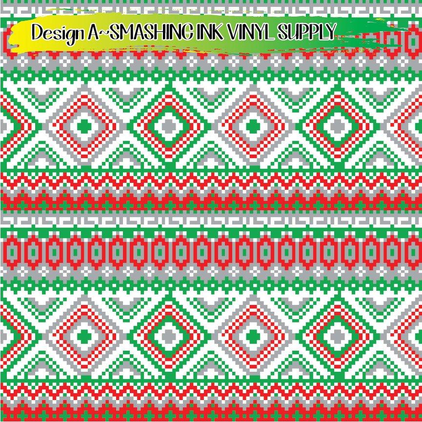 Christmas Pixels ★ Pattern Vinyl | Faux Leather | Sublimation (TAT 3 BUS DAYS)