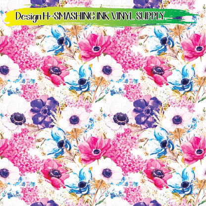 Floral Watercolor ★ Pattern Vinyl | Faux Leather | Sublimation (TAT 3 BUS DAYS)