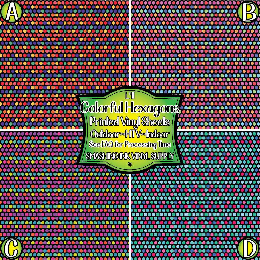 Colorful Hexagon ★ Pattern Vinyl | Faux Leather | Sublimation (TAT 3 BUS DAYS)