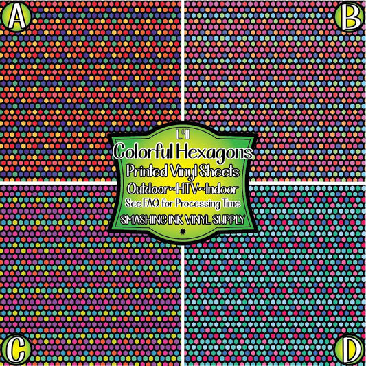 Colorful Hexagon ★ Pattern Vinyl | Faux Leather | Sublimation (TAT 3 BUS DAYS)