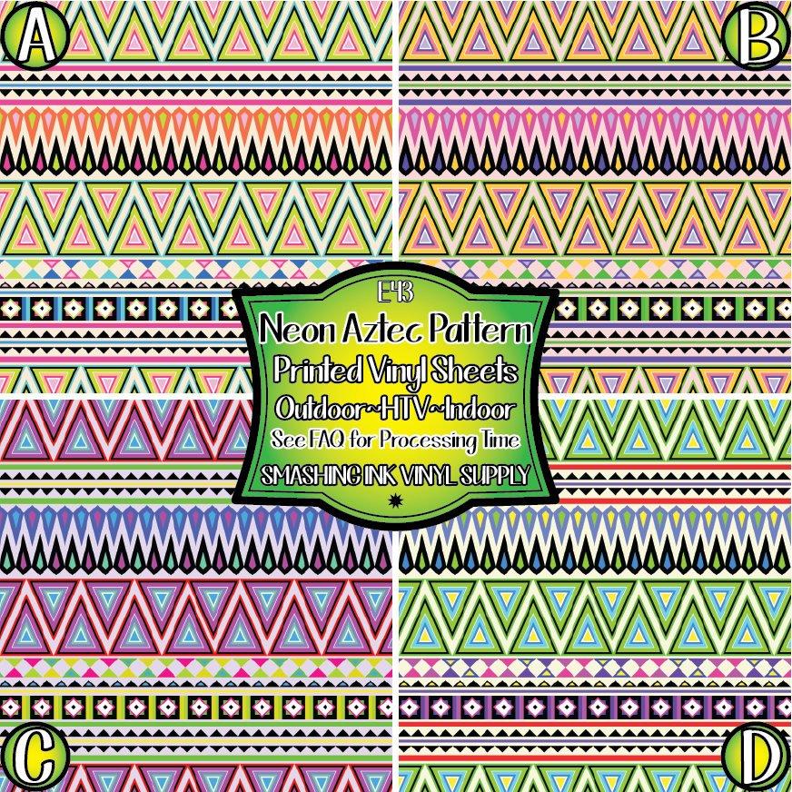 Neon Aztec Pattern ★ Pattern Vinyl | Faux Leather | Sublimation (TAT 3 BUS DAYS)