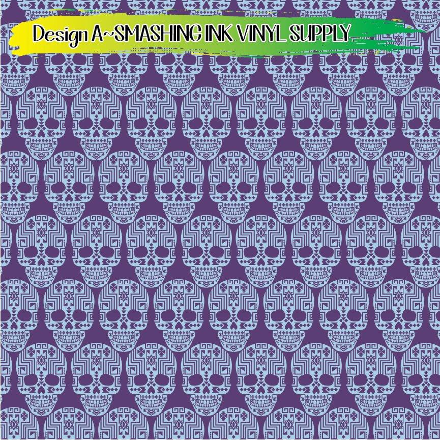 Aztec Sugar Skull ★ Pattern Vinyl | Faux Leather | Sublimation (TAT 3 BUS DAYS)
