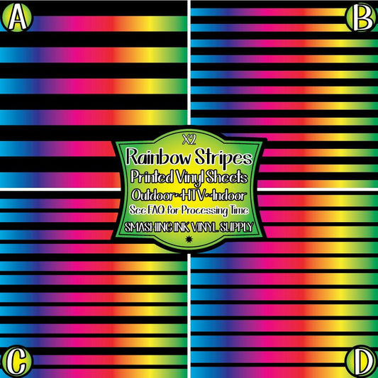 Rainbow Black Stripe ★ Laser Safe Adhesive Film (TAT 3 BUS DAYS)