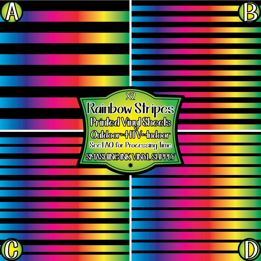 Rainbow Black Stripe ★ Pattern Vinyl | Faux Leather | Sublimation (TAT 3 BUS DAYS)