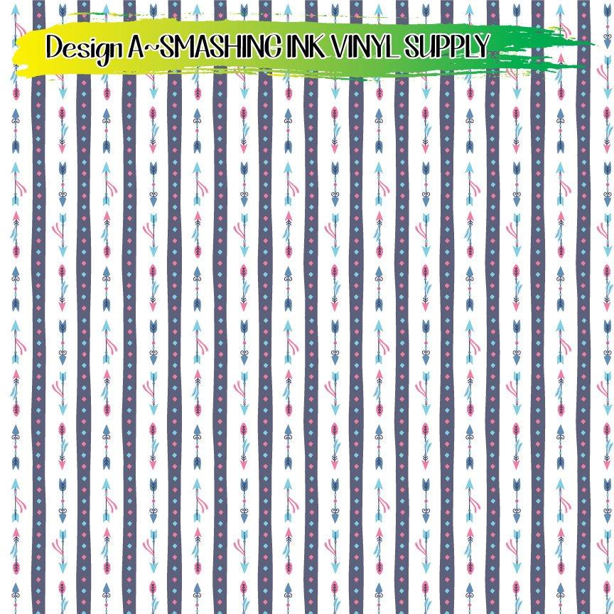 Arrows and Stripes ★ Pattern Vinyl | Faux Leather | Sublimation (TAT 3 BUS DAYS)