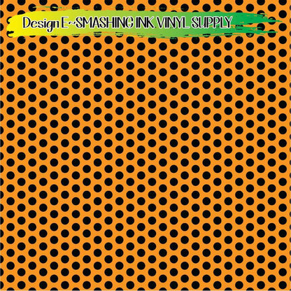 Black Orange Polka Dot ★ Pattern Vinyl | Faux Leather | Sublimation (TAT 3 BUS DAYS)