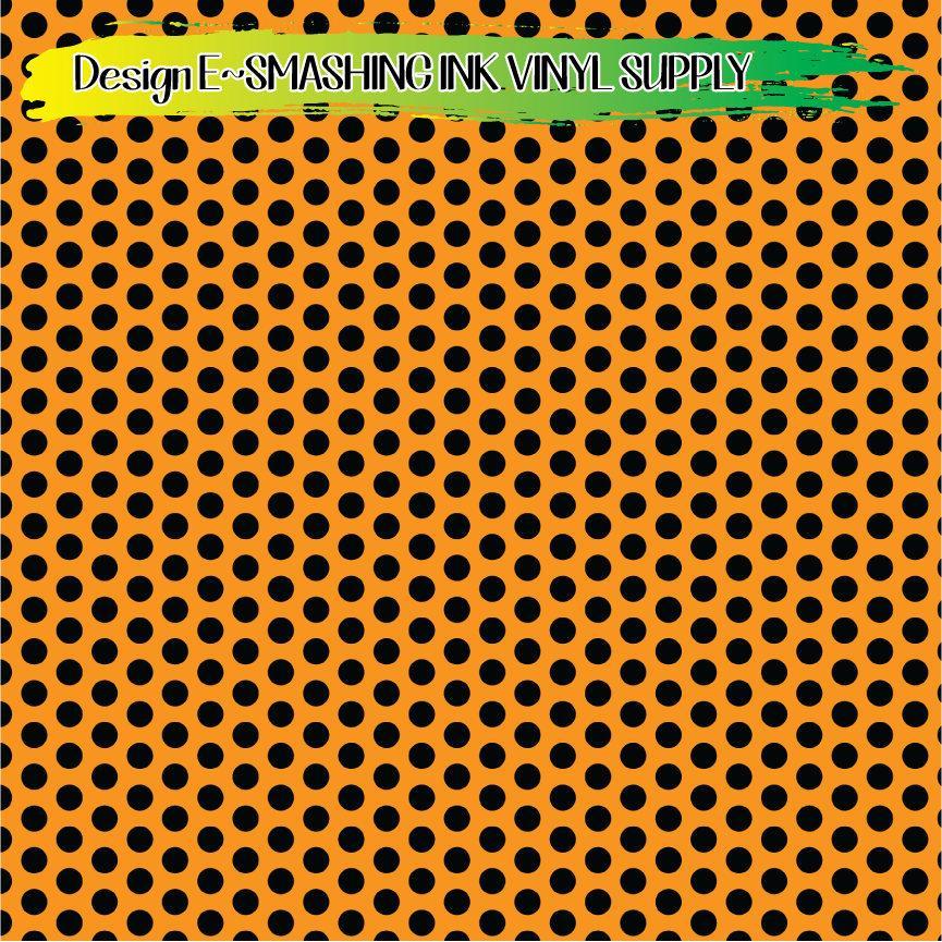 Black Orange Polka Dot ★ Pattern Vinyl | Faux Leather | Sublimation (TAT 3 BUS DAYS)