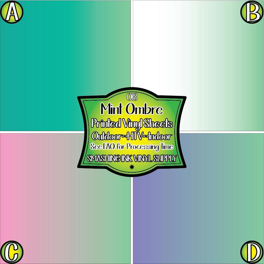 Mint Ombre ★ Pattern Vinyl | Faux Leather | Sublimation (TAT 3 BUS DAYS)