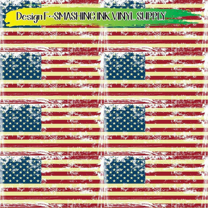 Grunge American Flag ★ Laser Safe Adhesive Film (TAT 3 BUS DAYS)