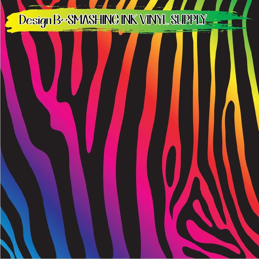 Rainbow Zebra Print ★ Pattern Vinyl | Faux Leather | Sublimation (TAT 3 BUS  DAYS)