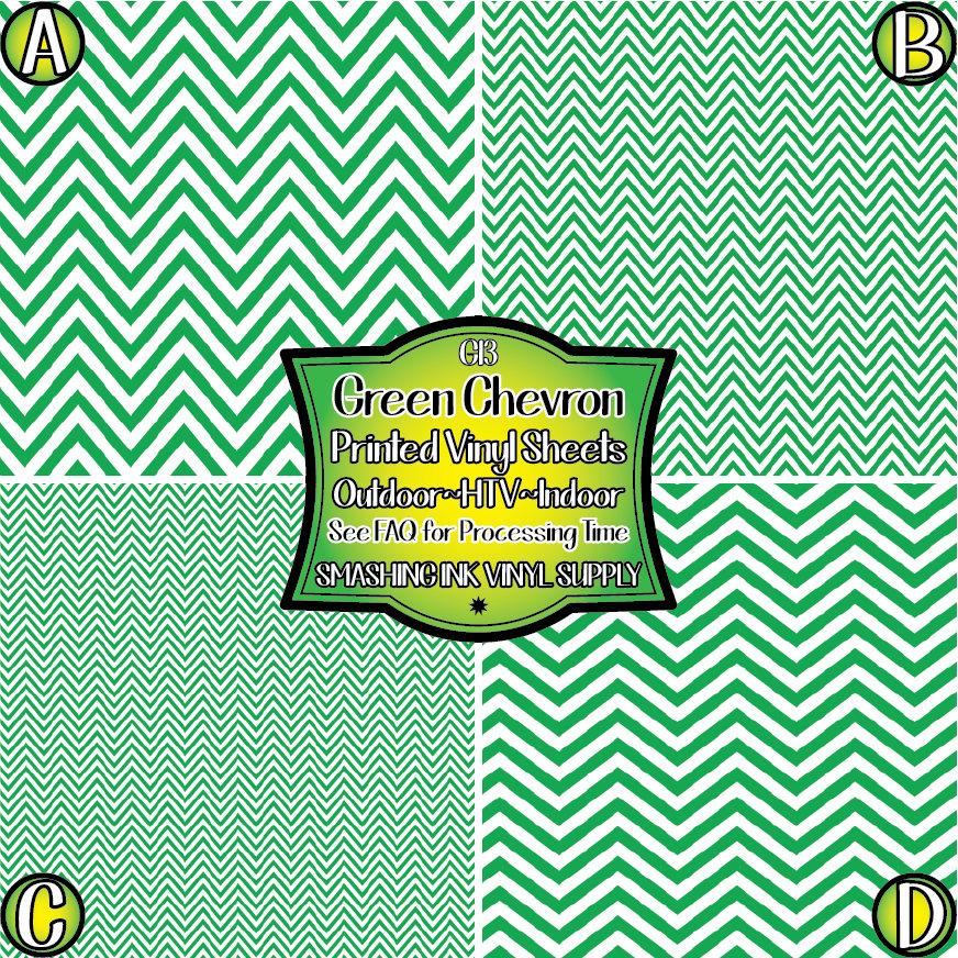 Green White Chevron ★ Pattern Vinyl | Faux Leather | Sublimation (TAT 3 BUS DAYS)
