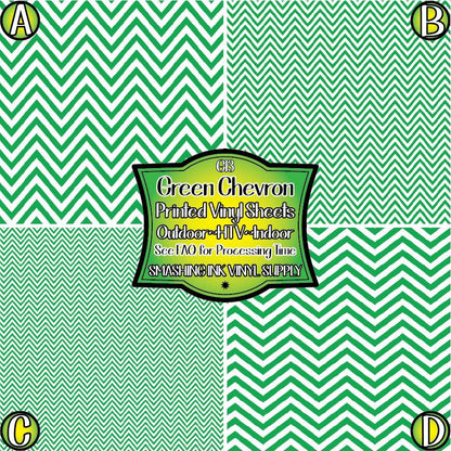 Green White Chevron ★ Pattern Vinyl | Faux Leather | Sublimation (TAT 3 BUS DAYS)
