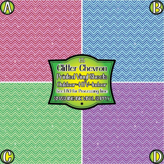 Glitter Chevron ★ Printed Vinyl Sheets | Faux Leather | Laser Safe