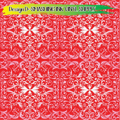 Pink Damask Pattern ★ Pattern Vinyl | Faux Leather | Sublimation (TAT 3 BUS DAYS)
