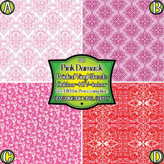 Pink Damask Pattern ★ Laser Safe Adhesive Film (TAT 3 BUS DAYS)