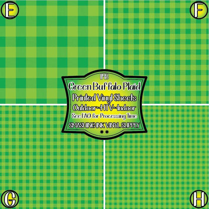 Green Lime Buffalo Plaid ★ Pattern Vinyl | Faux Leather | Sublimation (TAT 3 BUS DAYS)