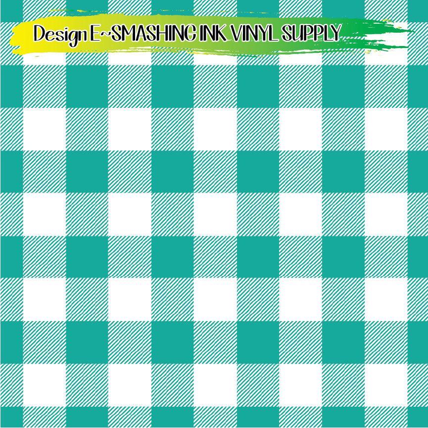 Teal Gingham ★ Pattern Vinyl | Faux Leather | Sublimation (TAT 3 BUS DAYS)