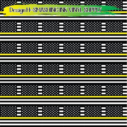 Yellow Line Flag ★ Pattern Vinyl | Faux Leather | Sublimation (TAT 3 BUS DAYS)