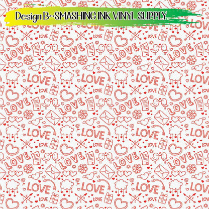 Love Doodle Pattern ★ Laser Safe Adhesive Film (TAT 3 BUS DAYS)