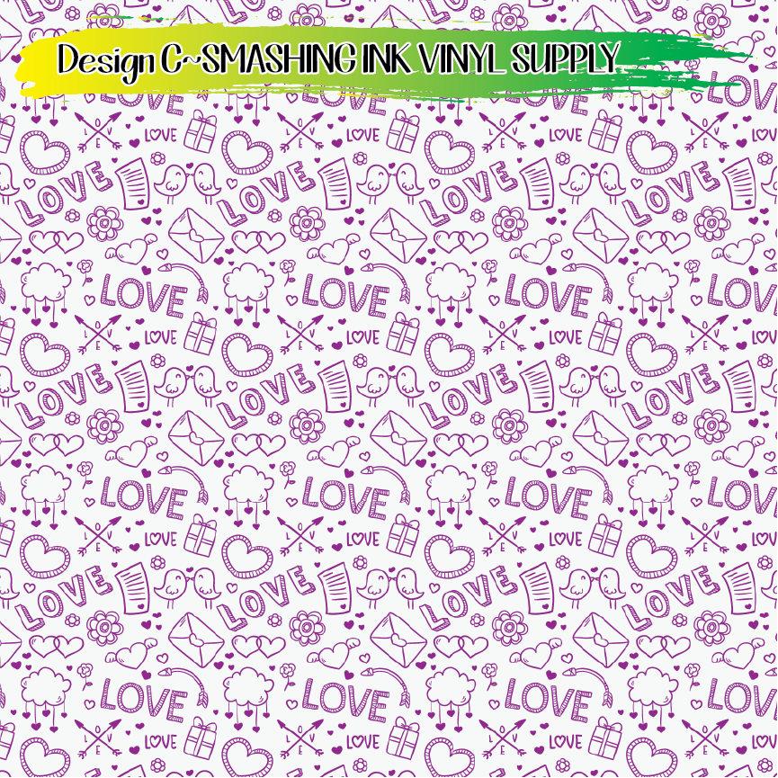 Love Doodle Pattern ★ Laser Safe Adhesive Film (TAT 3 BUS DAYS)