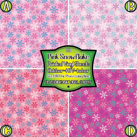 Pink Snowflake ★ Printed Vinyl Sheets | Faux Leather | Laser Safe