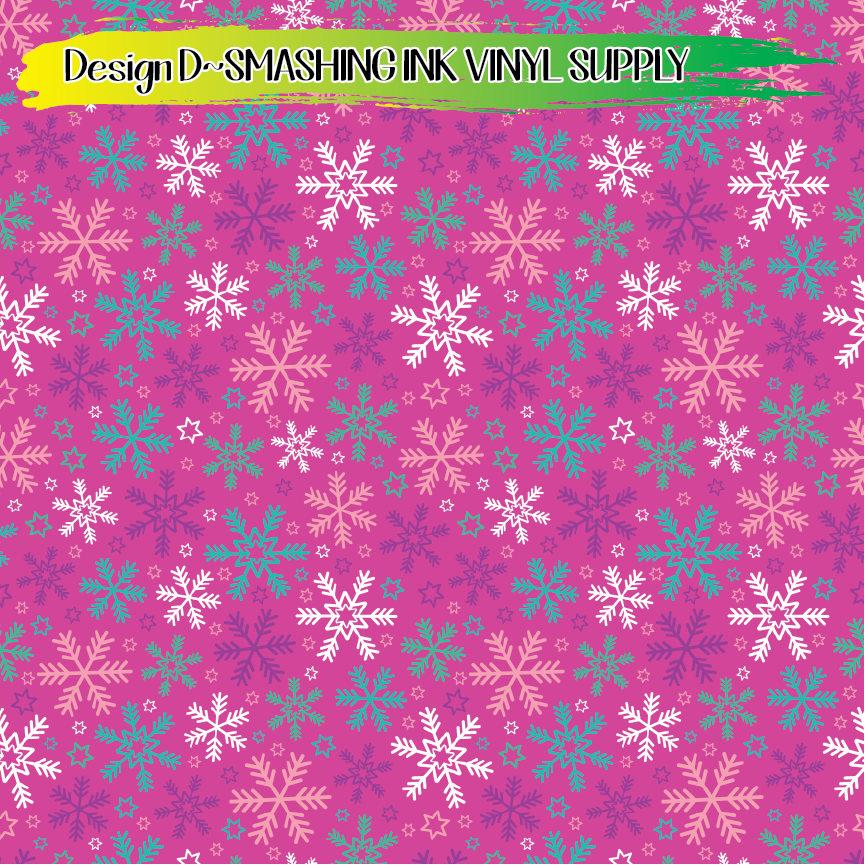 Pink Snowflake ★ Pattern Vinyl | Faux Leather | Sublimation (TAT 3 BUS DAYS)