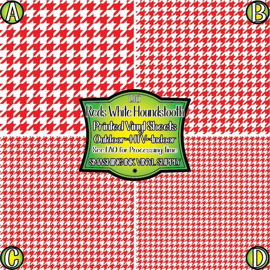 Red White Houndstooth ★ Pattern Vinyl | Faux Leather | Sublimation (TAT 3 BUS DAYS)