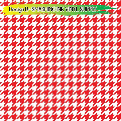 Red White Houndstooth ★ Pattern Vinyl | Faux Leather | Sublimation (TAT 3 BUS DAYS)