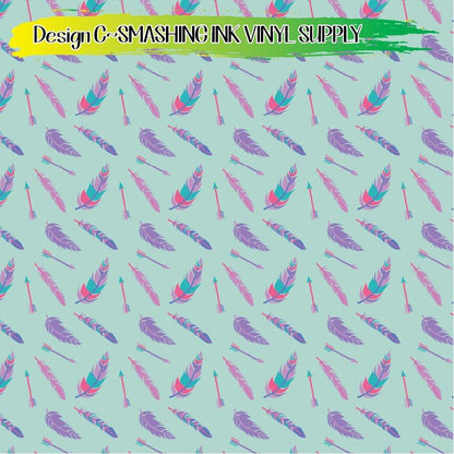 Feather and Arrows ★ Pattern Vinyl | Faux Leather | Sublimation (TAT 3 BUS DAYS)