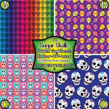 Sugar Skull Printed ★ Pattern Vinyl | Faux Leather | Sublimation (TAT 3 BUS DAYS)
