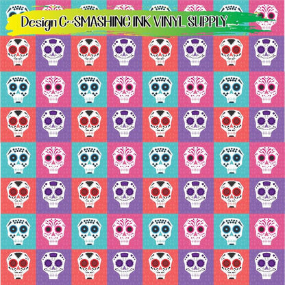 Sugar Skull Printed ★ Pattern Vinyl | Faux Leather | Sublimation (TAT 3 BUS DAYS)