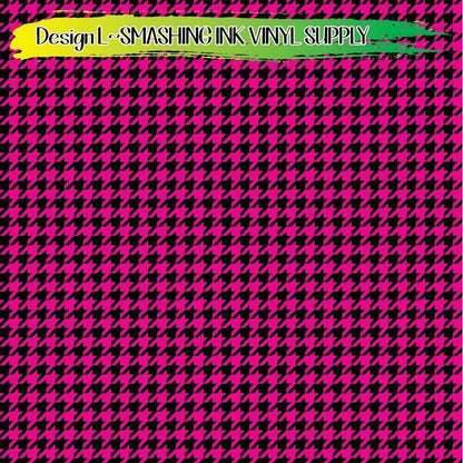 Pink Black Houndstooth ★ Pattern Vinyl | Faux Leather | Sublimation (TAT 3 BUS DAYS)
