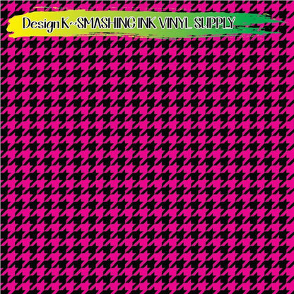 Pink Black Houndstooth ★ Pattern Vinyl | Faux Leather | Sublimation (TAT 3 BUS DAYS)