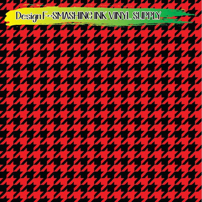 Red Black Houndstooth ★ Pattern Vinyl | Faux Leather | Sublimation (TAT 3 BUS DAYS)