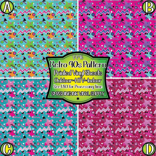 Retro 90s Pattern ★ Printed Vinyl Sheets | Faux Leather | Laser Safe