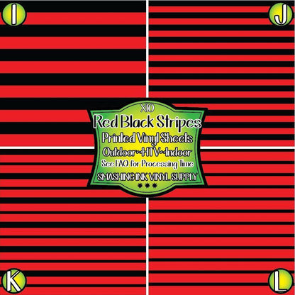 Red Black Stripes ★ Pattern Vinyl | Faux Leather | Sublimation (TAT 3 BUS DAYS)