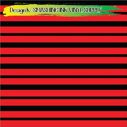 Red Black Stripes ★ Pattern Vinyl | Faux Leather | Sublimation (TAT 3 BUS DAYS)