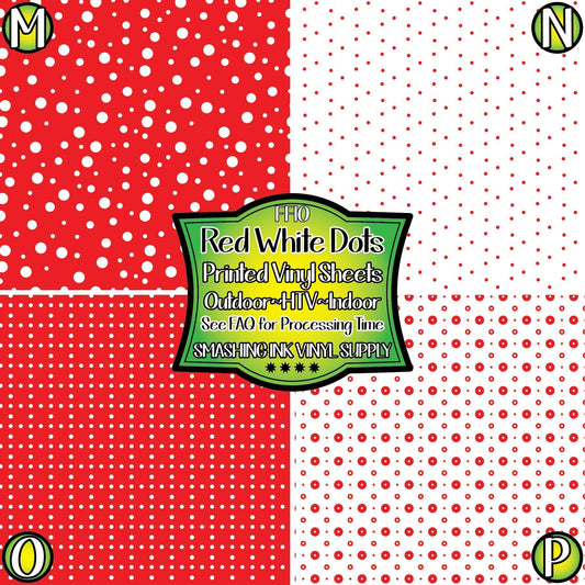 Red white polka dot ★ Pattern Vinyl | Faux Leather | Sublimation (TAT 3 BUS DAYS)