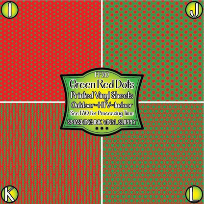 Green Red Polka Dot ★ Pattern Vinyl | Faux Leather | Sublimation (TAT 3 BUS DAYS)